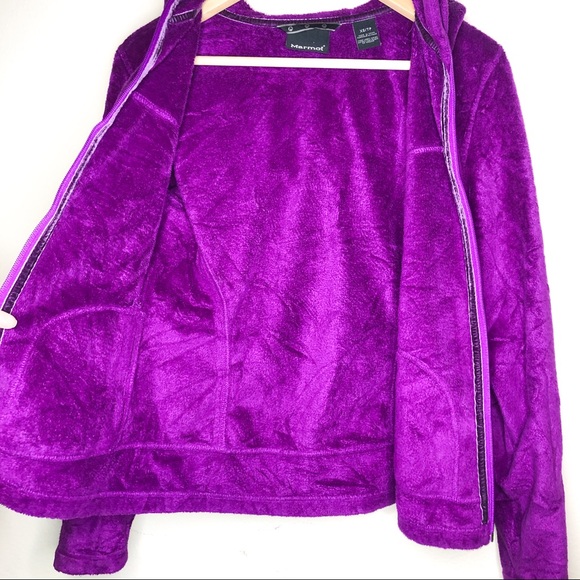 Marmot Fuzzy Zip Up Hoodie Purple Sz XS - Picture 6 of 8